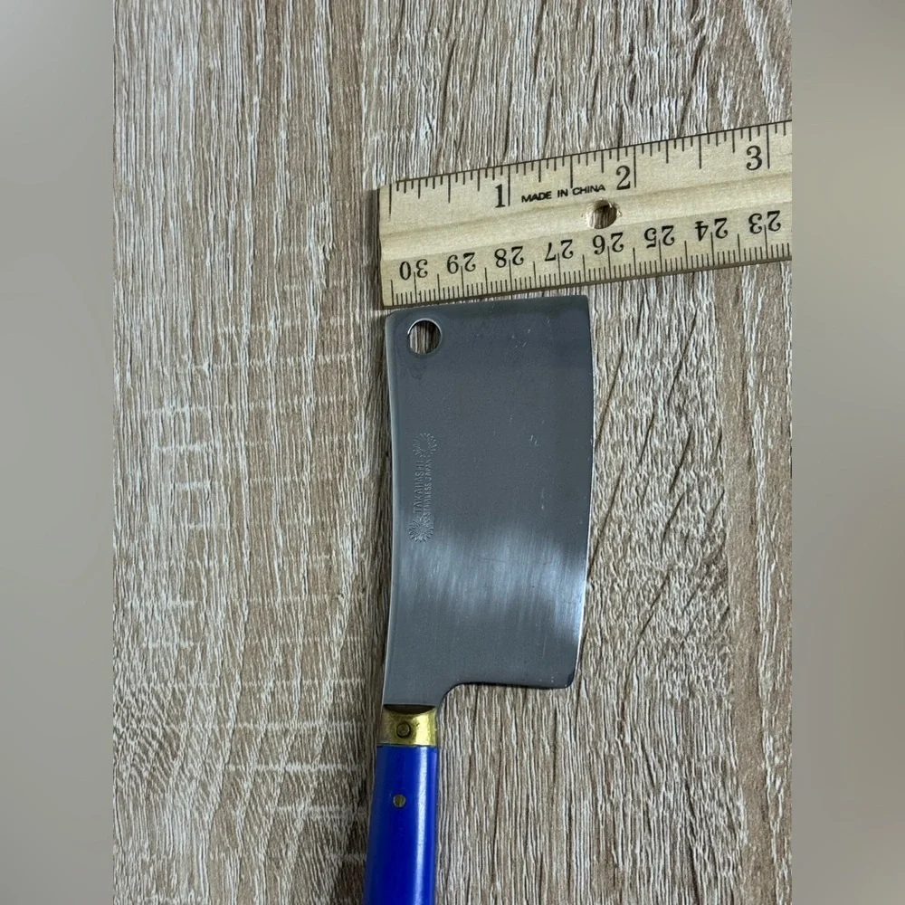 Takahashi Vintage Mini 6.5” Cleaver Stainless Steel Blue Handle Japan